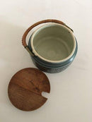 Bing & Grondahl Jens Quistgaard Steingut für Kronjyden / B&G "Azur" Marmeladenglas mit Holzdeckel