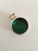 Georg Jensen Antik Sterlingsilber-Salzgefäß Nr. 4 mit grüner Emaille