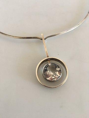 N.E. From Sterling Silver Necklace with Quarts Pendant Piece