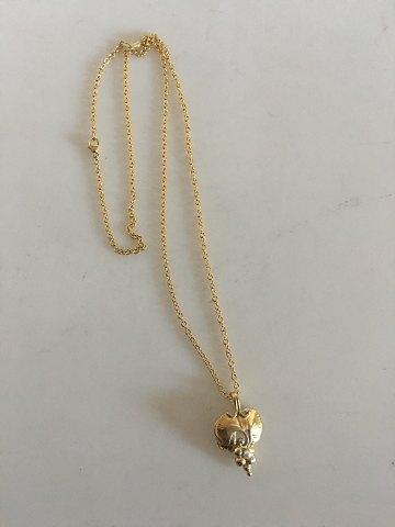 Georg Jensen Forgyldt Sterling Sølv 1996 Årshalskæde med Druevedhæng og lille perle.