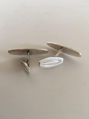 Hans Hansen Sterling Sølv Manchetknapper med Sort Emalje