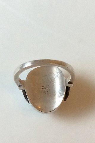 Georg Jensen Sterling Sølv Ring med sølv sten No 51