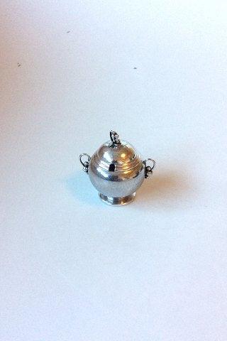 Georg Jensen Sterling Sølv Sennepskrukke med blå emalje No 724