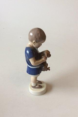 Bing og Grøndahl Figur - Dreng der holder en hund/Ole No. 1747