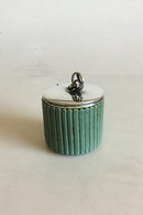 Arne Bang, Hugo Grün Stoneware marmelade jar with silver plated cover