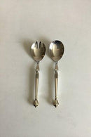 W. & S. Sørensen Sterling Sølv og Stainless Steel Krone Salatsæt