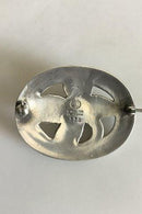Georg Jensen Sterling Sølv Broche med grøn sten No 138