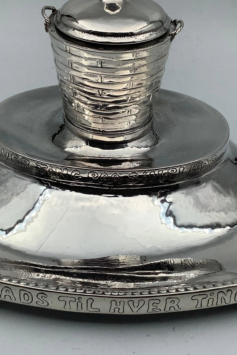 Dansk Sølv Blækhus med Ordsprog af Emil Snedker