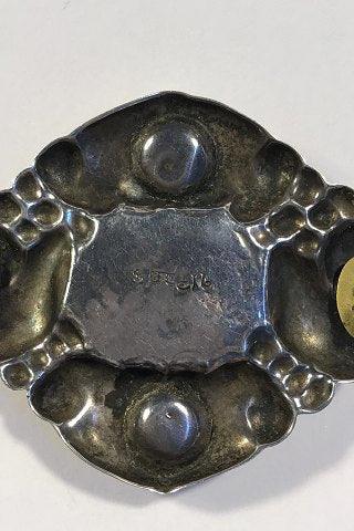 Evald Nielsen Sølv Broche med Rav