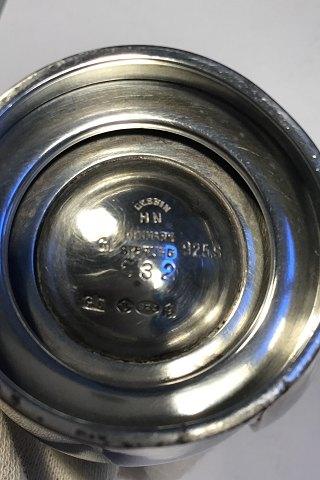 Georg Jensen Pyramide Sterling Sølv Sennepskrukke med blå emalje No 632