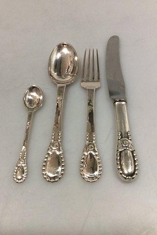 Set of Evald Nielsen Silver Lunch Flatware in No. 13 for 12 persons 48 pieces
