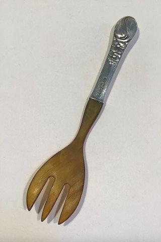 Evald Nielsen No 12 Sølv Salatgaffel med horn