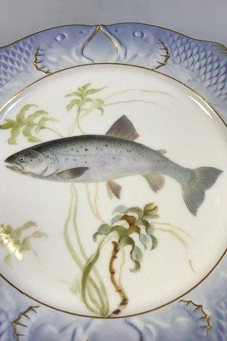 Royal Copenhagen Blue Fish Plate with Gold No 1212/3002.