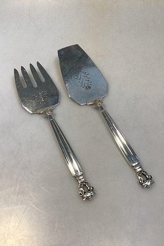 Georg Jensen Sterling Sølv Konge Fiskeserveringssæt No 231A+B