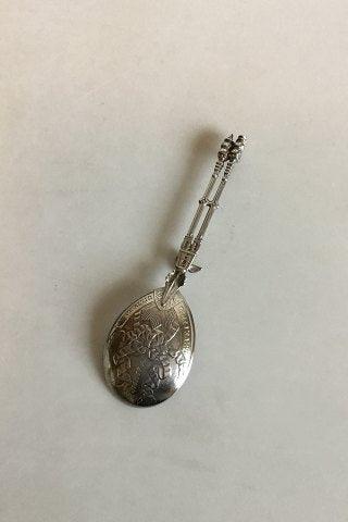 Gamle Norsk Brudeske med due og rener udført i sølv 13 lødig sølv