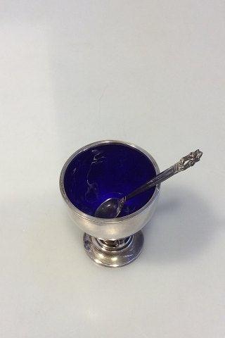 Georg Jensen キングスターリングシルバーマスタードボウル（エナメル＆スプーン） No 741