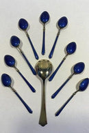 Emaljeret Sterling Sølv Skesæt (9+1)