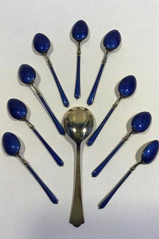 Emaljeret Sterling Sølv Skesæt (9+1)