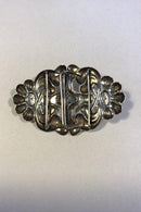 Dänische Jugendstil-Gürtelschnalle aus Silber mit Bernstein