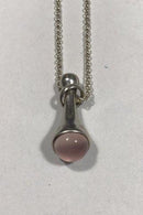 Georg Jensen Sterling Silver Necklace with Pendant No 453 Droplet Pink Quartz（ジョージ ジェンセン スターリング シルバー ネックレス ペンダント No 453 ドロップレット ピンク クォーツ