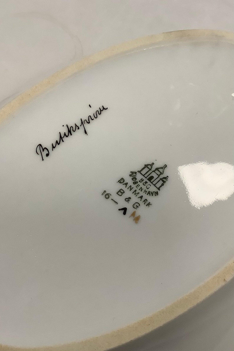 Bing and Grondahl Saxon Flower, White oval dish Shop sample No. 16