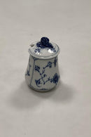 Bing og Grøndahl Blåmalet Musselmalet Riflet Sennepskrukke med Låg No. 52C