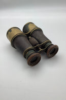 Old brass and leather binoculars 19th century