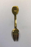 A. Michelsen Weihnachtskuchengabel 1983 Vergoldetes Sterlingsilber mit Emaille