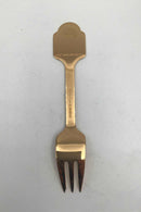 A.ミケルセン クリスマスケーキフォーク 1986年 エナメル入りゴールドプレート スターリングシルバー