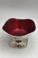 C. C. Hermann Sterling Sølv Skål på fod F52 (Rød Emalje)