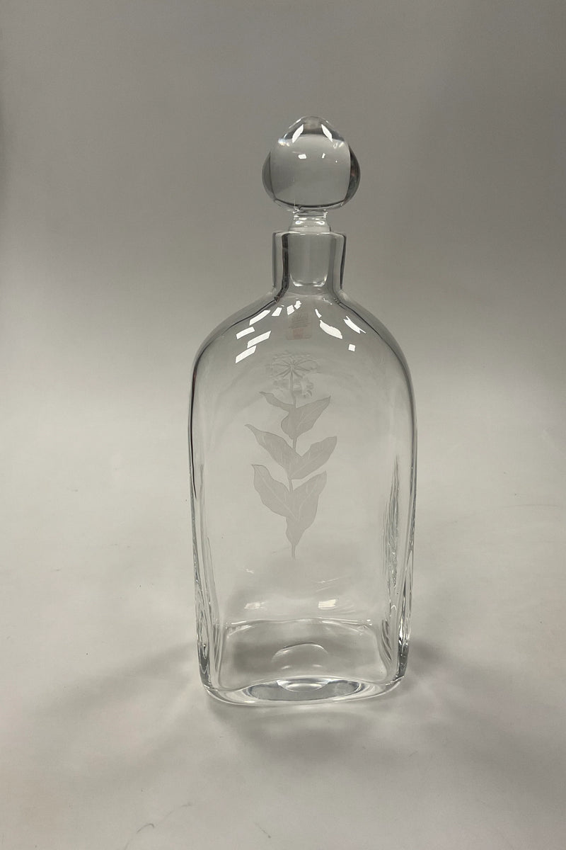 Holmegaard Karaffel i klart glas med gravering af plante