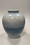 Bing og Grøndahl Art Nouveau unika vase med Kronborg og skib No. 354