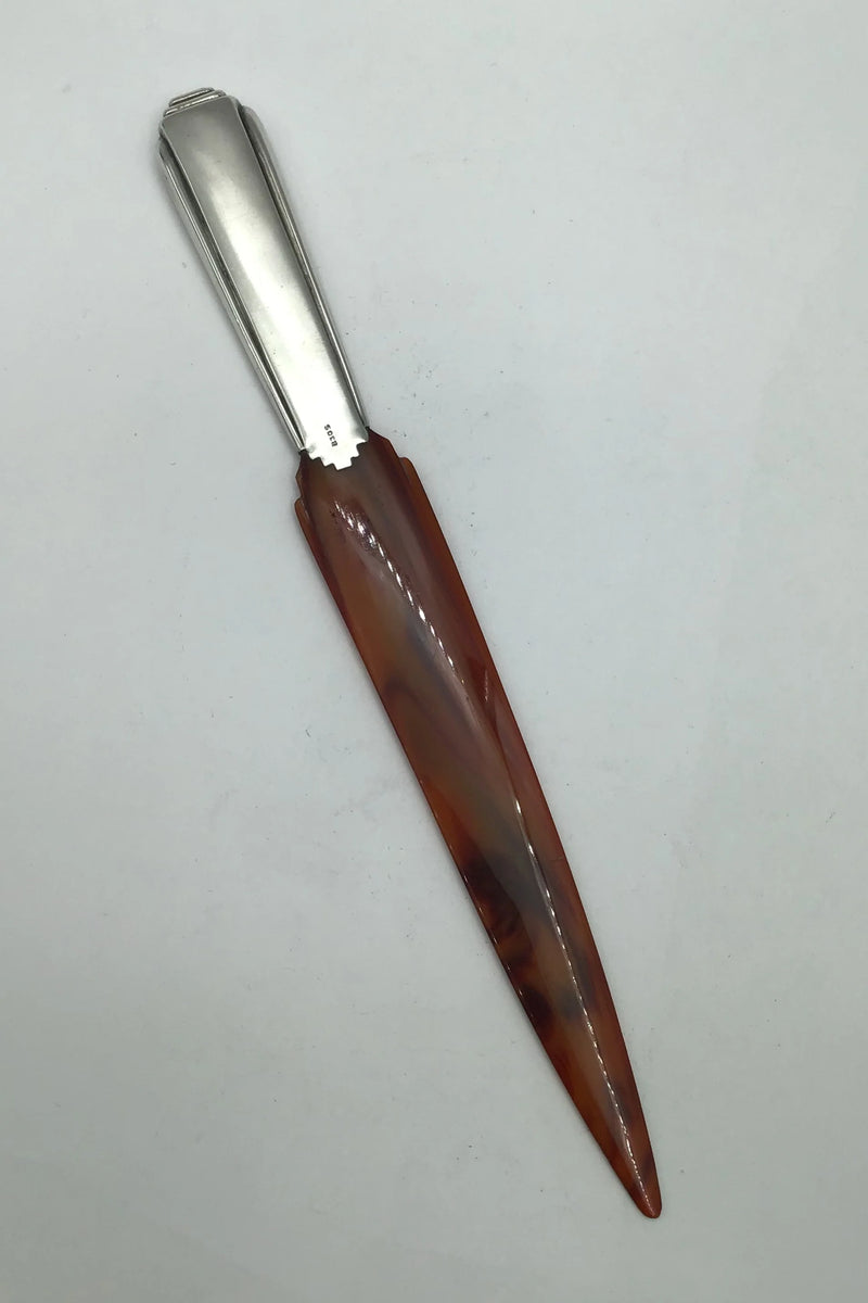 Dansk Sølv Brevkniv (Imiteret Rav)