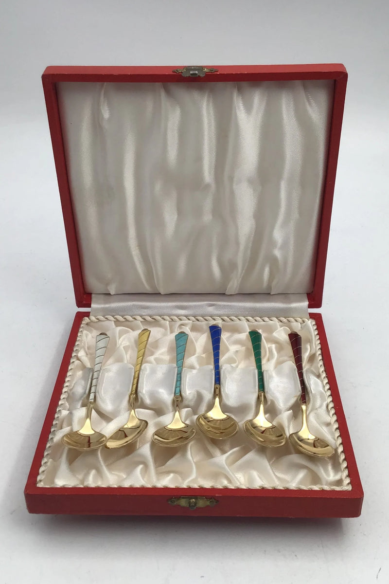 Egon Lauridsen (ELa) Sterling Sølv/Emalje Moccaskeer Forgyldt(6)