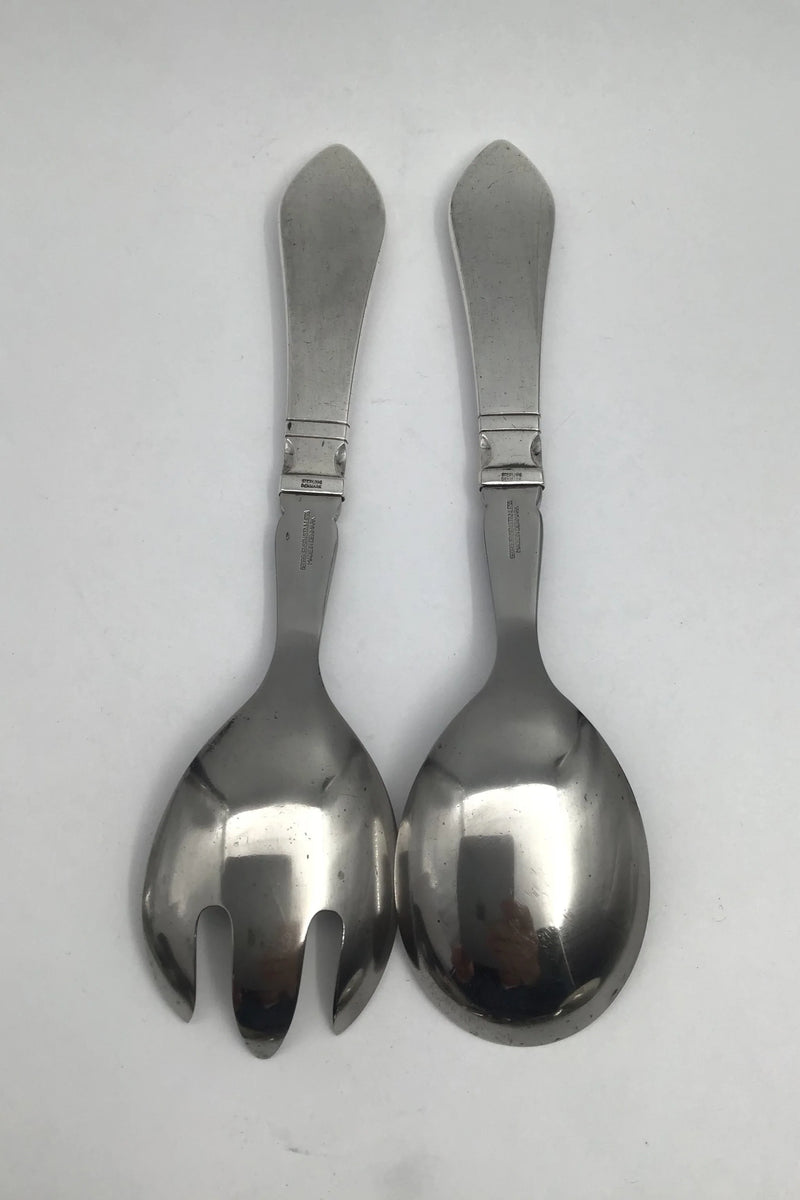 Georg Jensen Sterling Sølv / Stål Antik Salatsæt No. 133