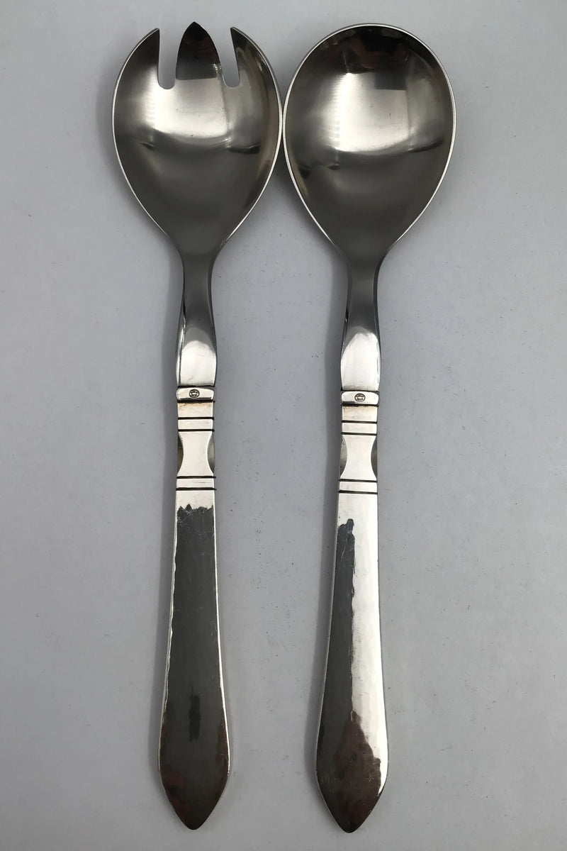 Georg Jensen Sterling Sølv / Stål Antik Salatsæt No. 132