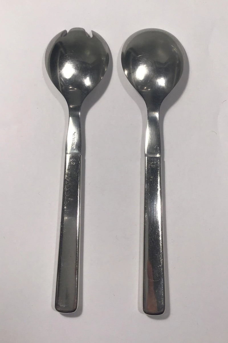 Georg Jensen Sterling Silver/Steel Ornamental Modern Salad Set