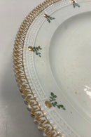 Tidlig Royal Copenhagen Flora Danica Perlestels fad med Blomster fra 1780-1790