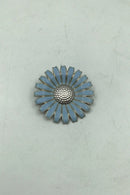 Georg Jensen Sterling Sølv Marguerit Broche, Lyseblå
