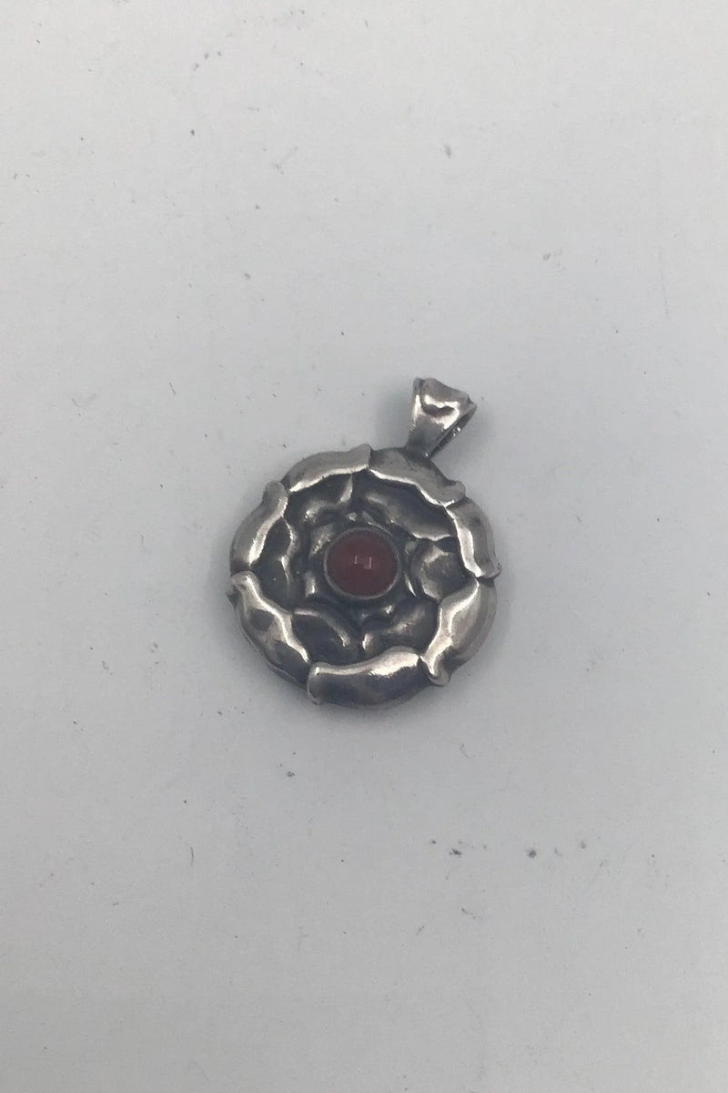 Georg Jensen Sterling Sølv Vedhæng No 238 Månedssmykke G Juli Karneol