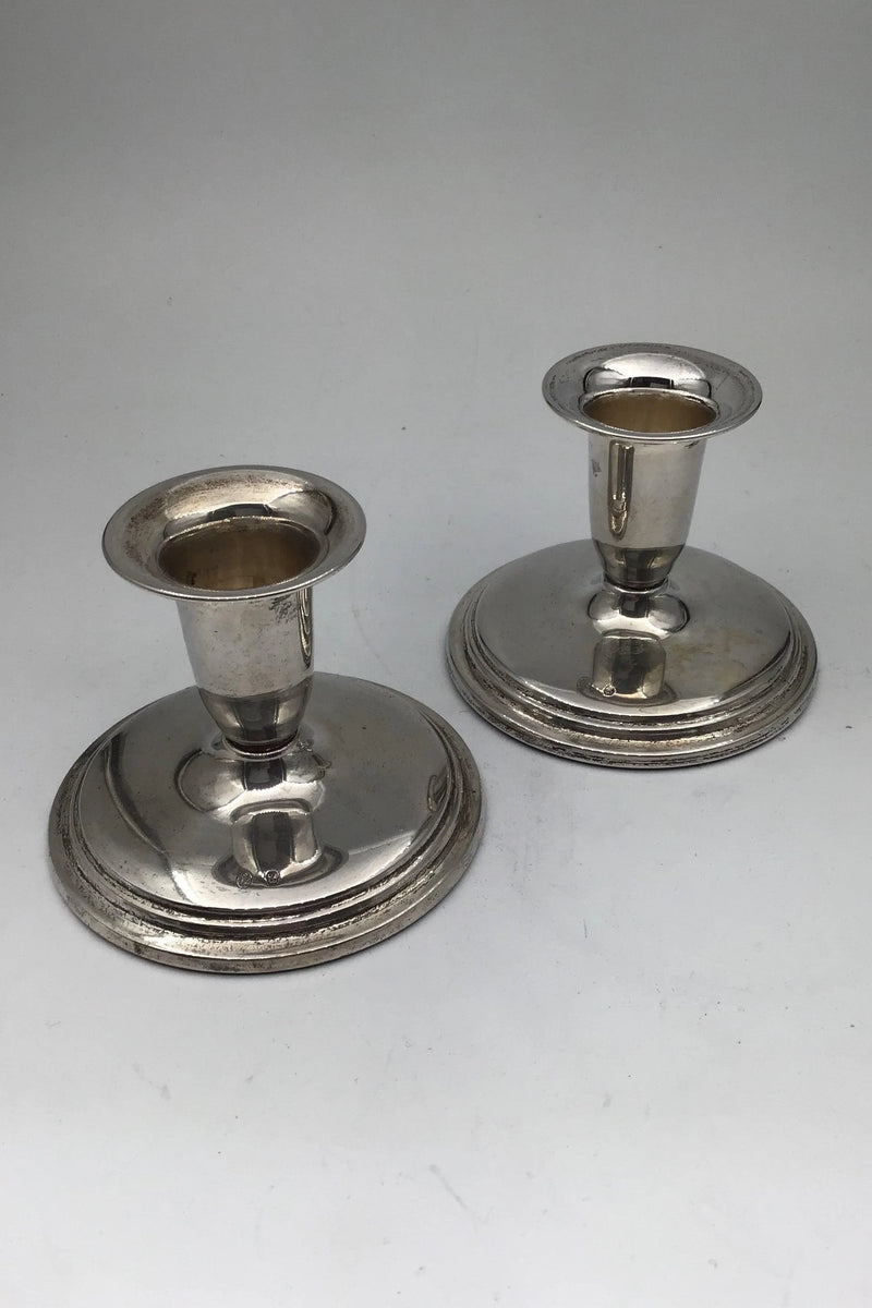 DGS Krone Sølv Lysestager (Par)