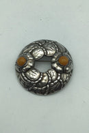 Georg Jensen Sterling Sølv (Jubilæums) Broche No. 42 (Rav)