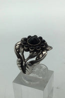 Georg Jensen Sterling Sølv Ring No. 10 Moonlight Blossom Sort Agat.