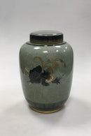 Royal Copenhagen Grüne Crackle Urne mit Blumendekoration mit Gold Nr. 5010/888