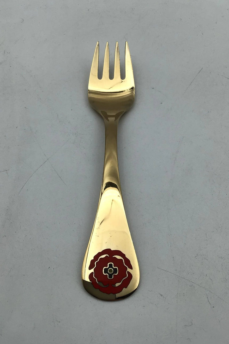 Georg Jensen Årsgaffel 1994 i forgyldt Sterling Sølv med emalje.
