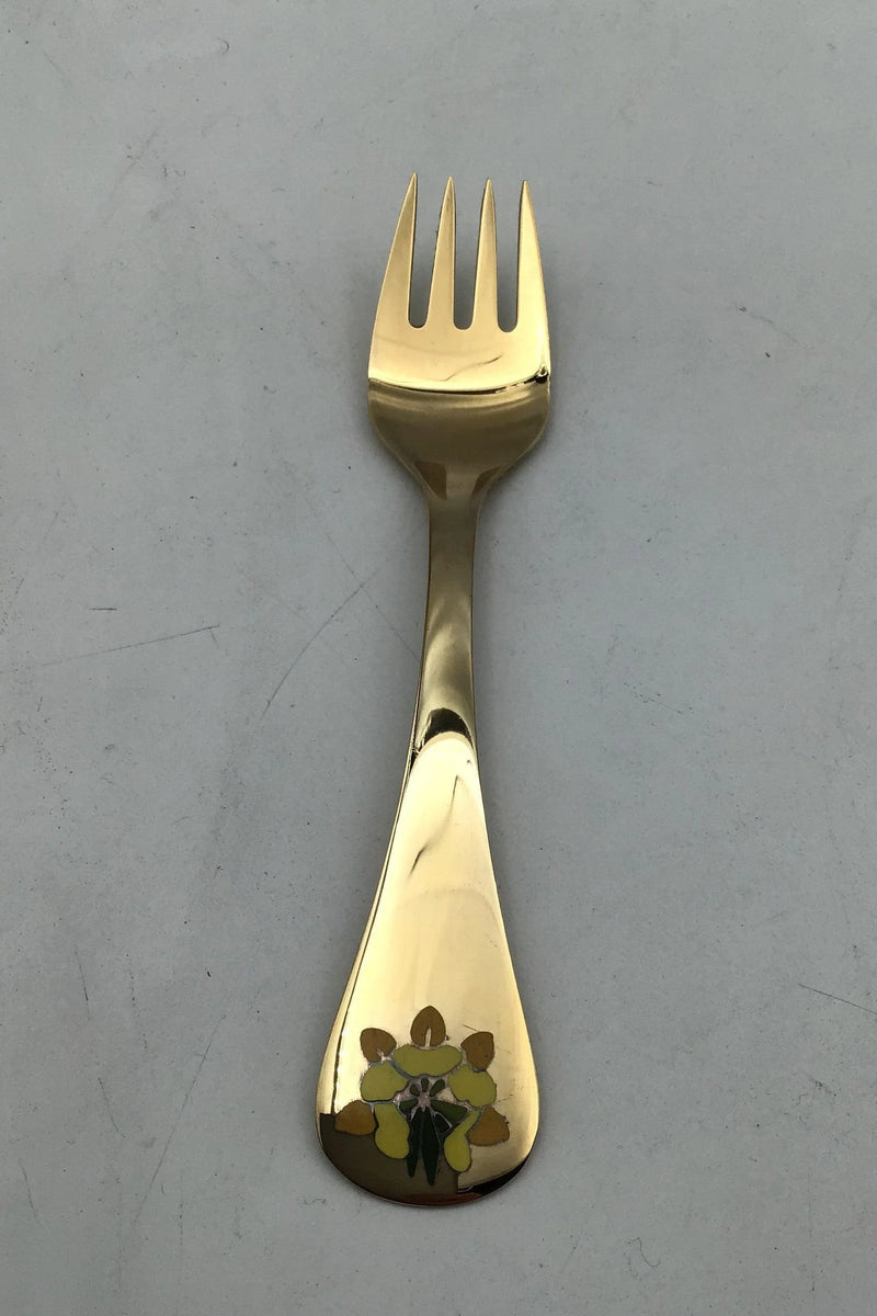 Georg Jensen Årsgaffel 1991 Forgyldt Sterling Sølv med emalje.