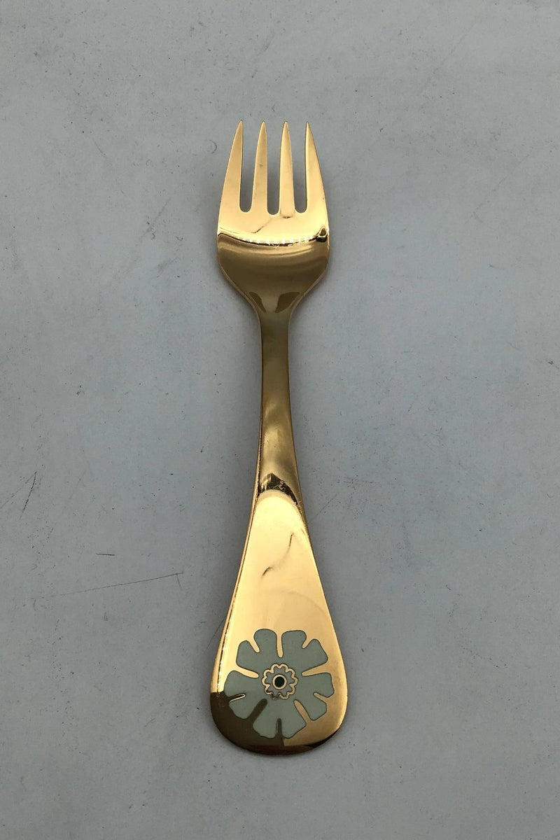 Georg Jensen Årsgaffel 1981 Forgyldt Sterling Sølv med emalje.