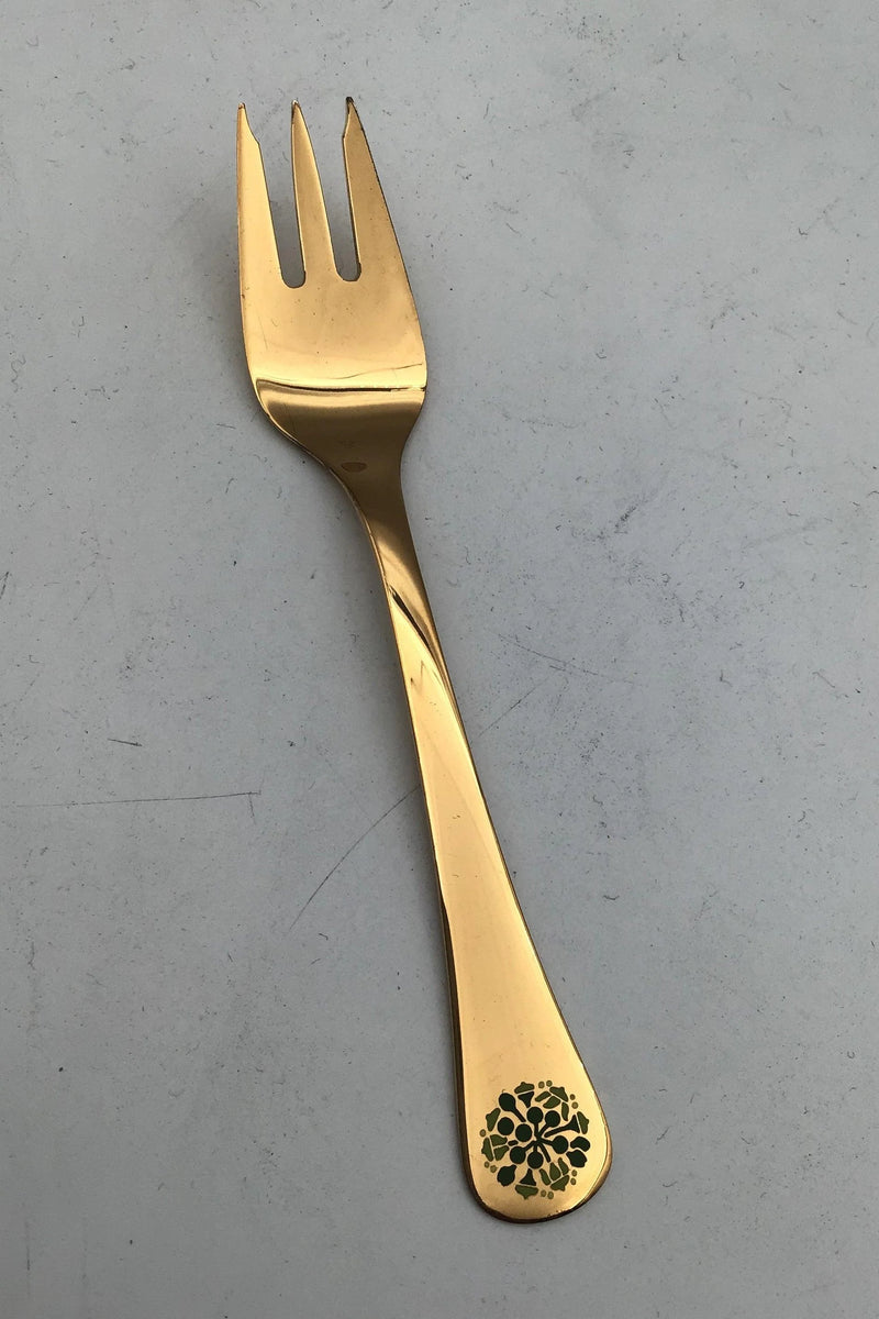Georg Jensen Årskagegaffel 1989 Forgyldt Sterling Sølv med emalje.