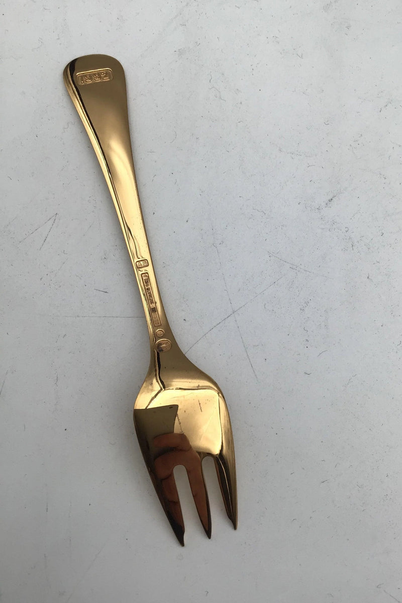 Georg Jensen Årskagegaffel 1992 Forgyldt Sterling Sølv med emalje.