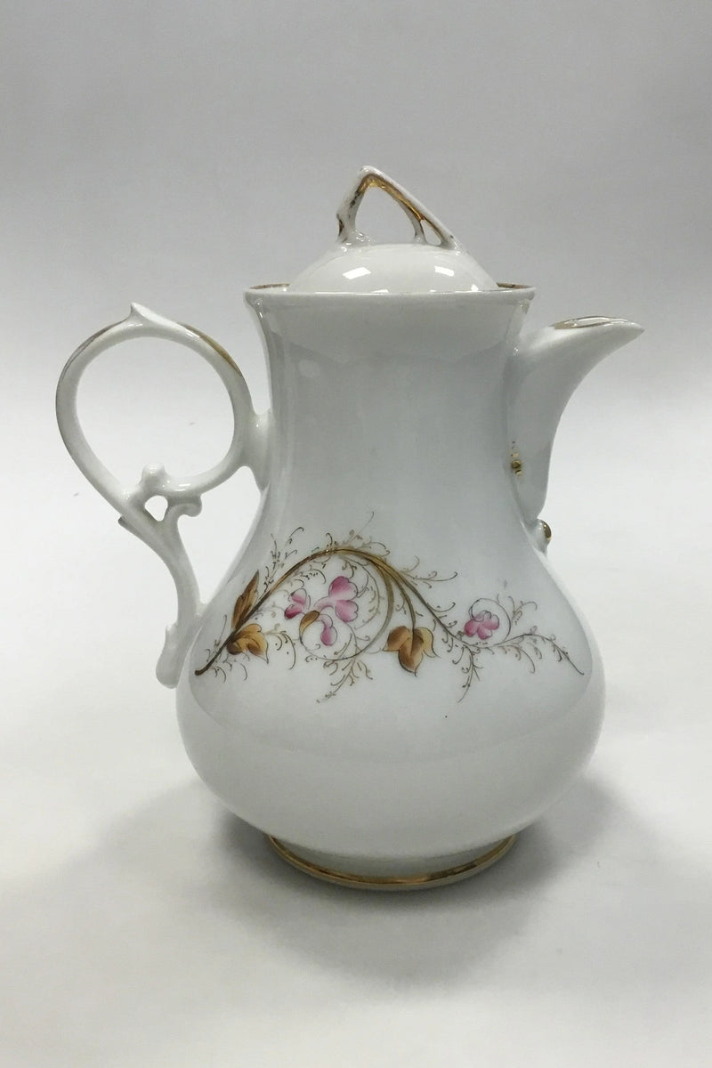 Bing & Grøndahl Hvid porcelænskaffekande med blomsterdekoration og guld. Måler 22 cm(8 21/32 in.)